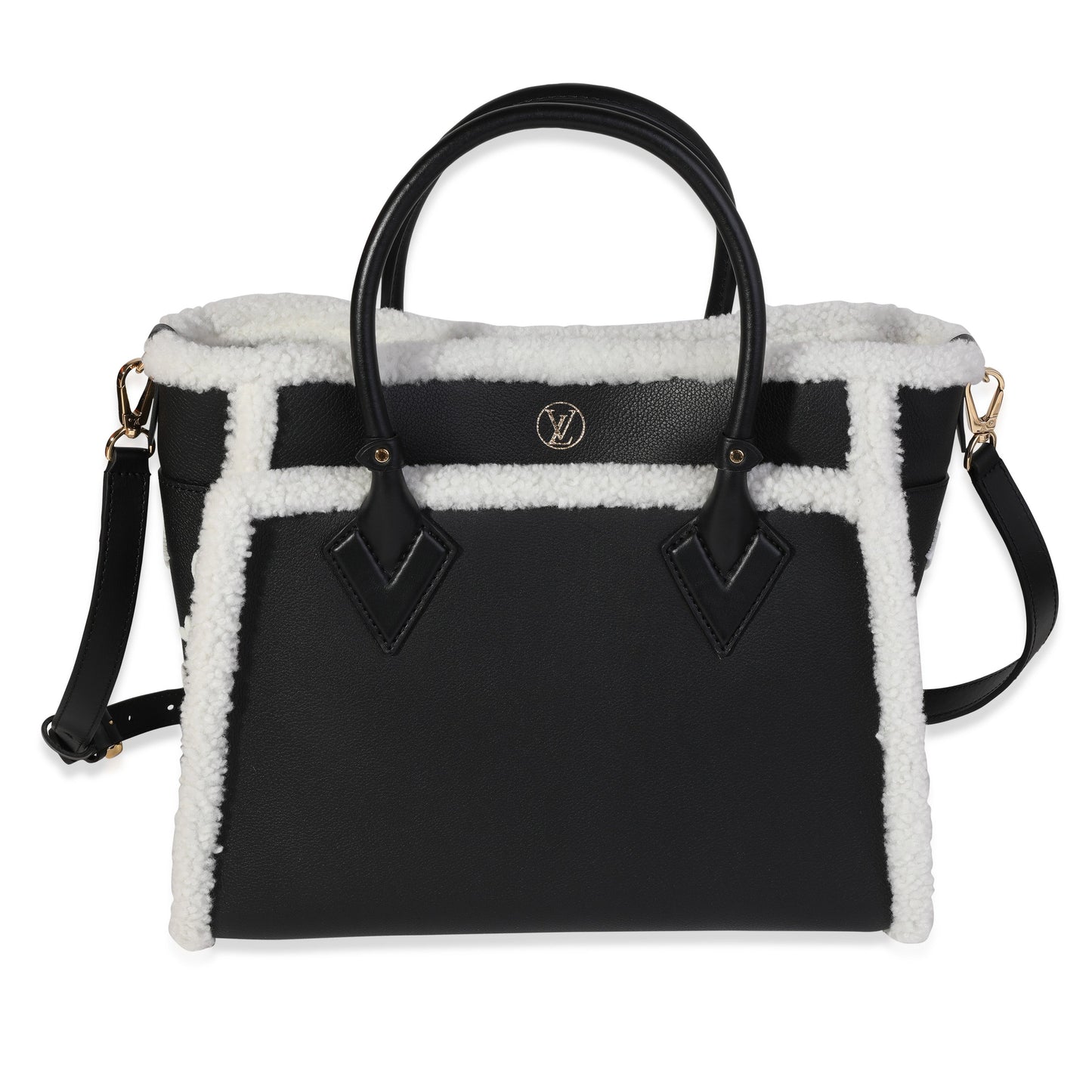 Louis Vuitton Grained & Shearling On My Monogram Calfskin Black White Handbag