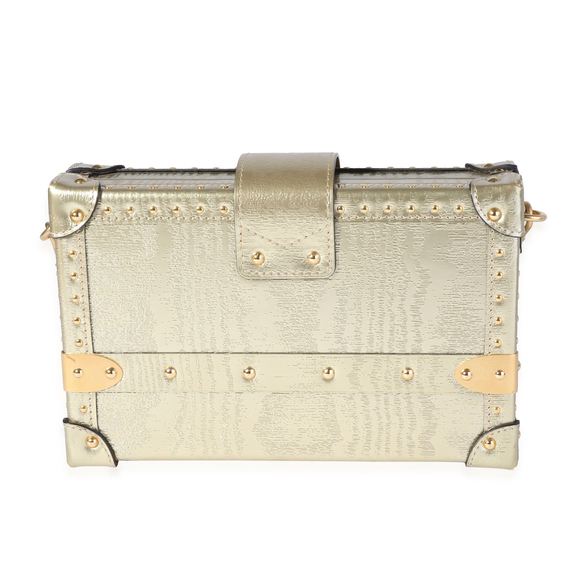 Louis Vuitton Grain de Bois Petite Malle Gold Handbag