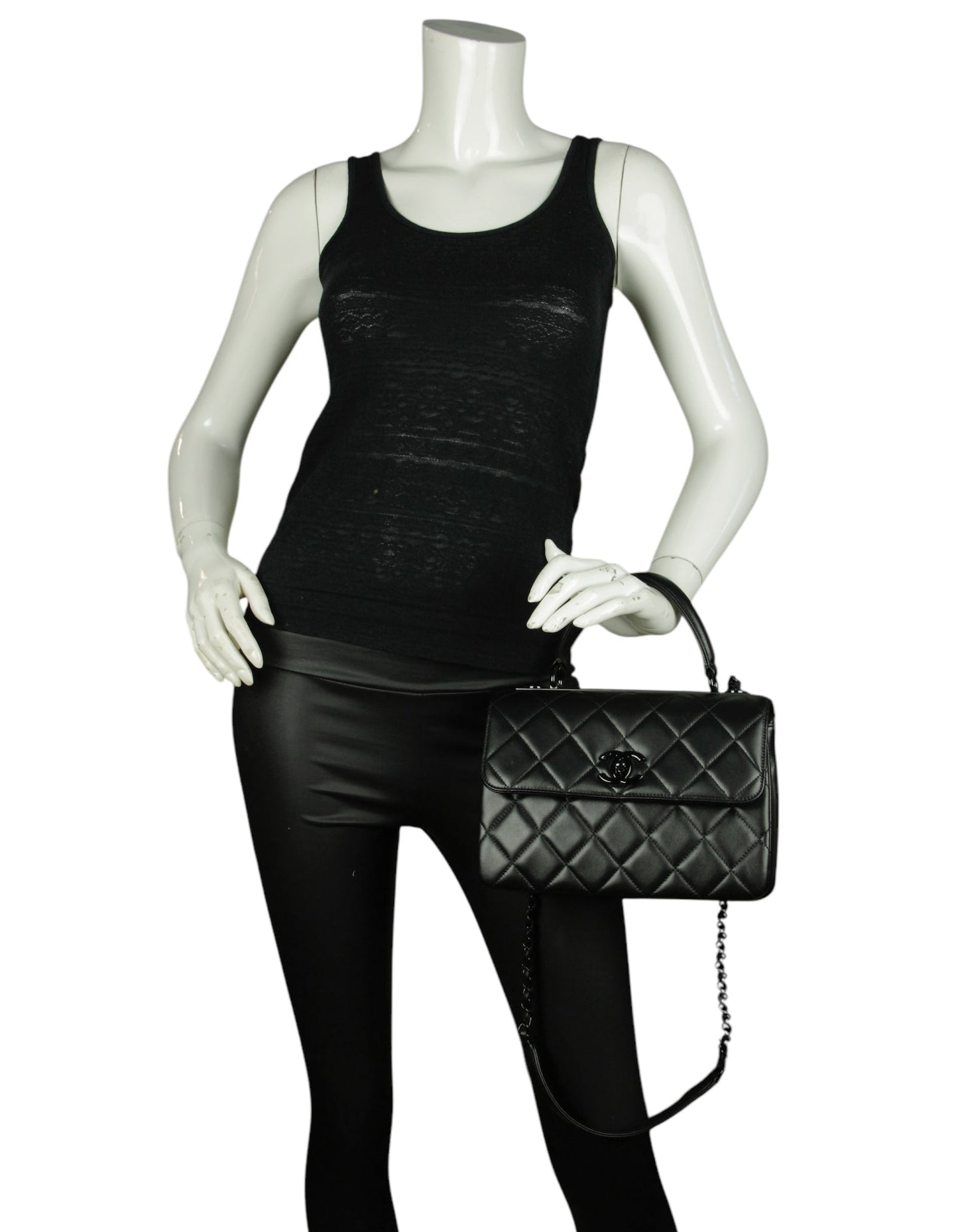 '24 SO Black Small Trendy CC Dual Handle Flap Bag Signature