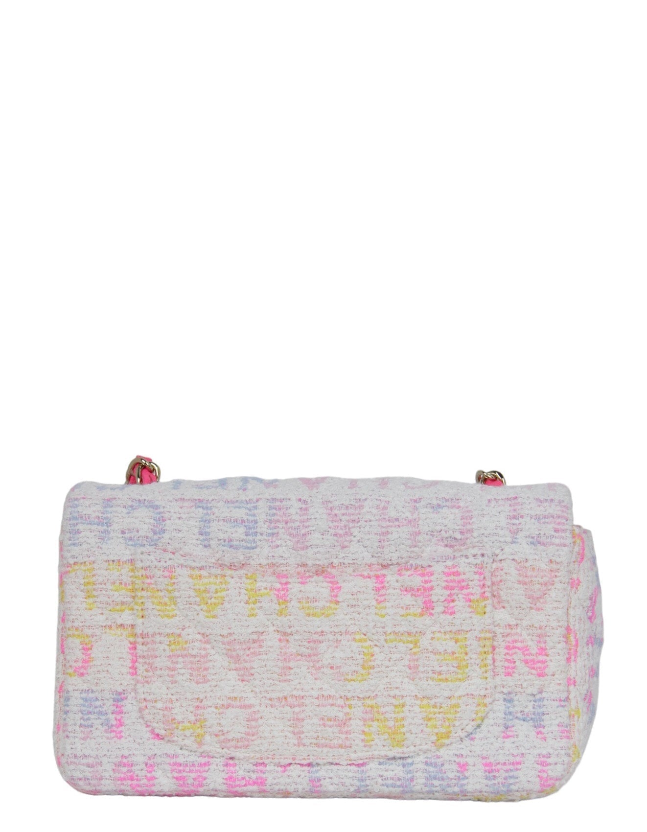 Chanel 2024 White Tweed Print Rectangular Mini Flap Bag