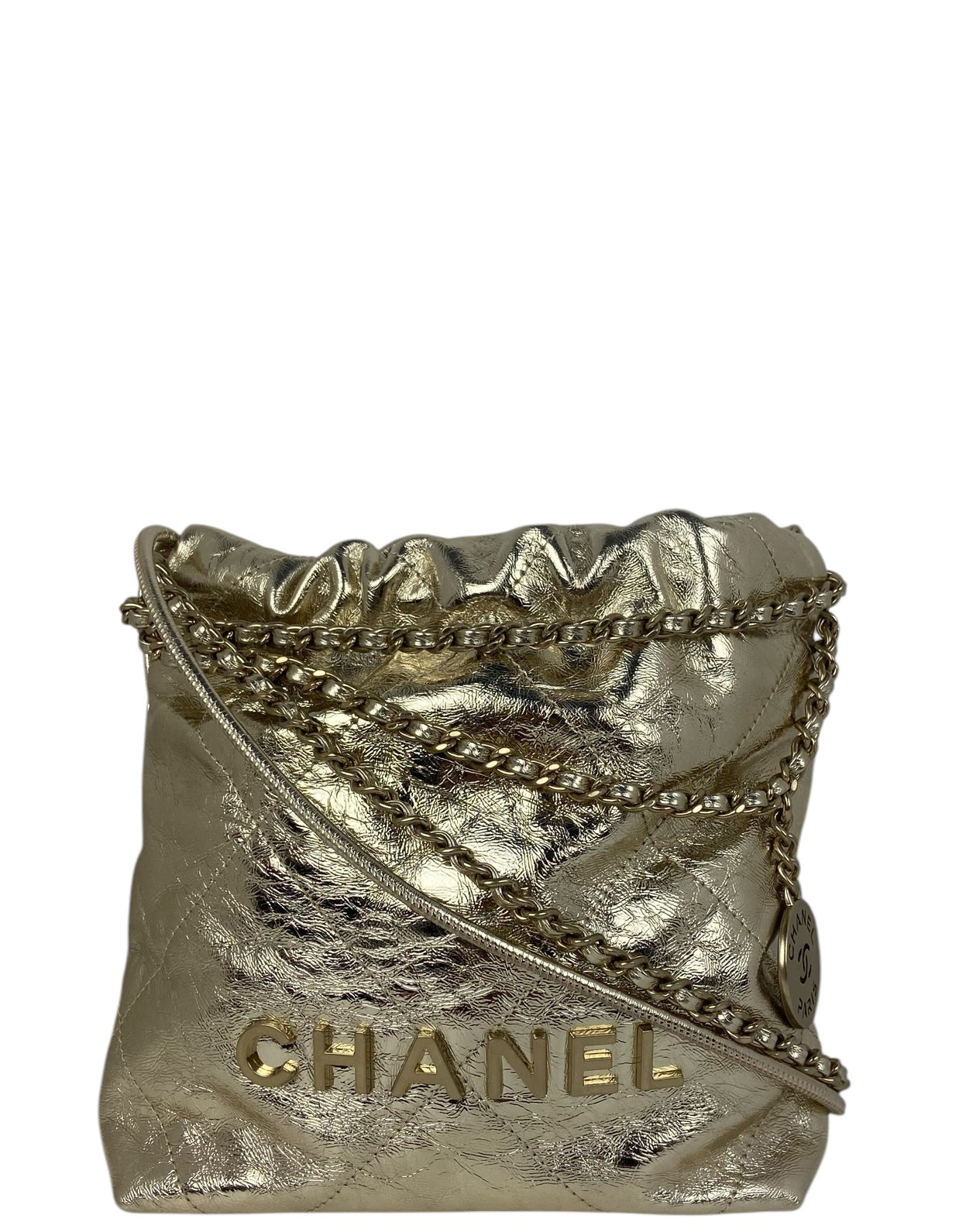 Chanel 2025 Metallic Calfskin Quilted Mini 22 Bag