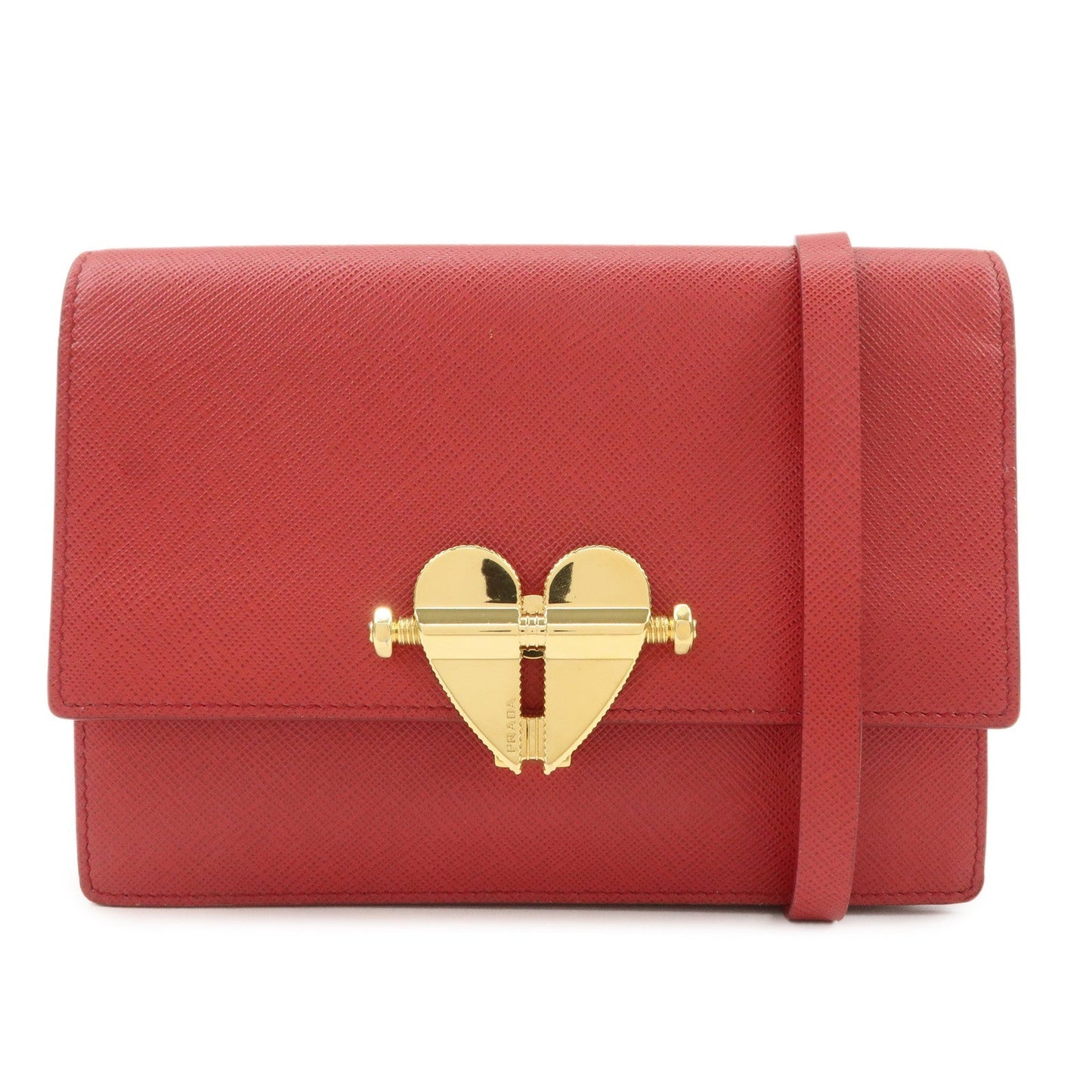 Crossbody Bag Heart Lock Shoulder Bag d Leather Red
