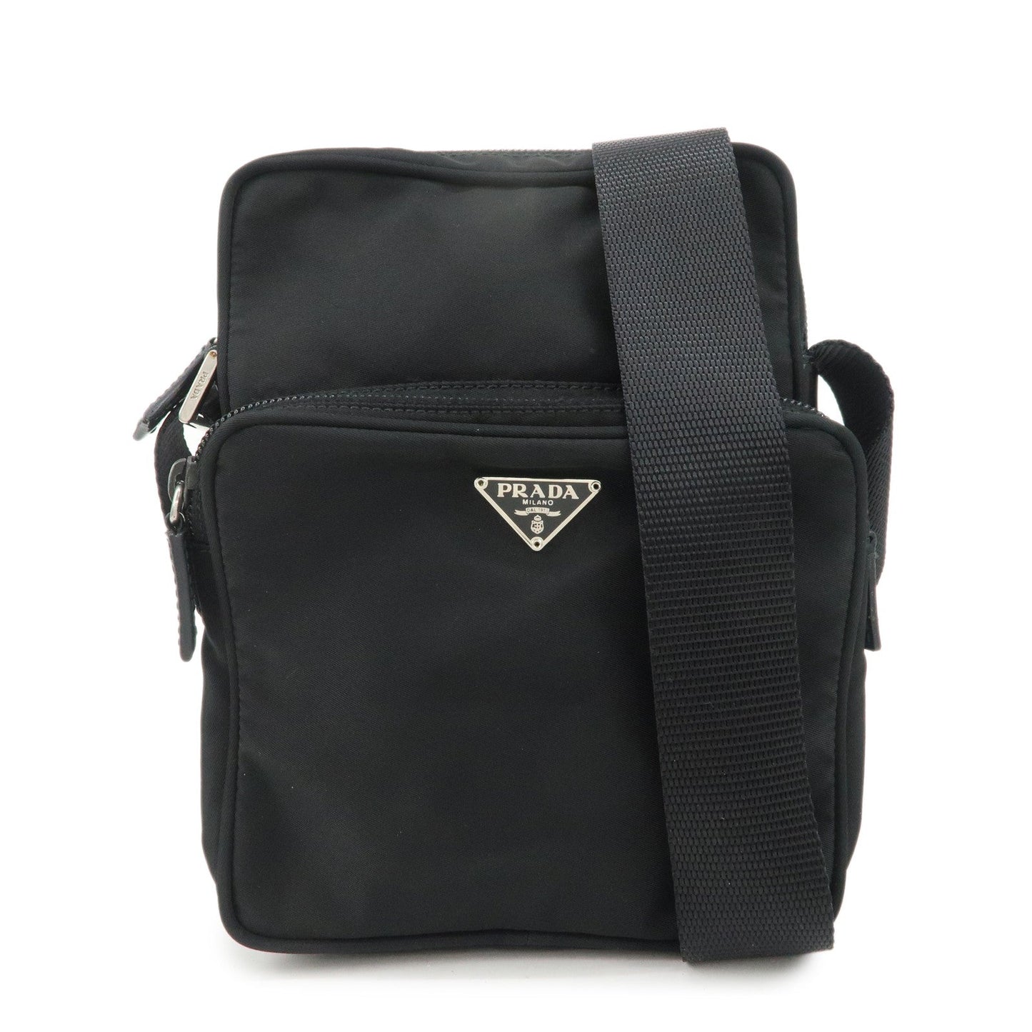 Shoulder Bag Triangle 2 Leather Nylon Black Nylon Black 2
