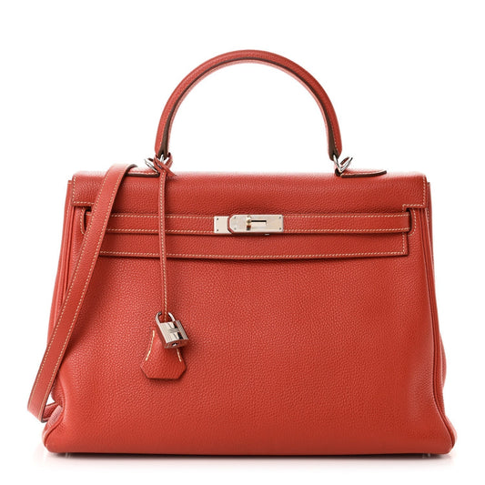 Hermes Togo Kelly Retourne Sanguine Handbag Travel Bag
