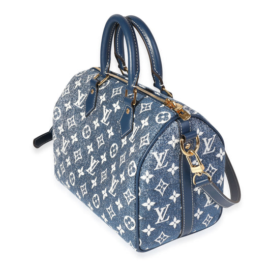 Louis Vuitton Jacquard Speedy Bandoulière 25 Denim Blue Handbag