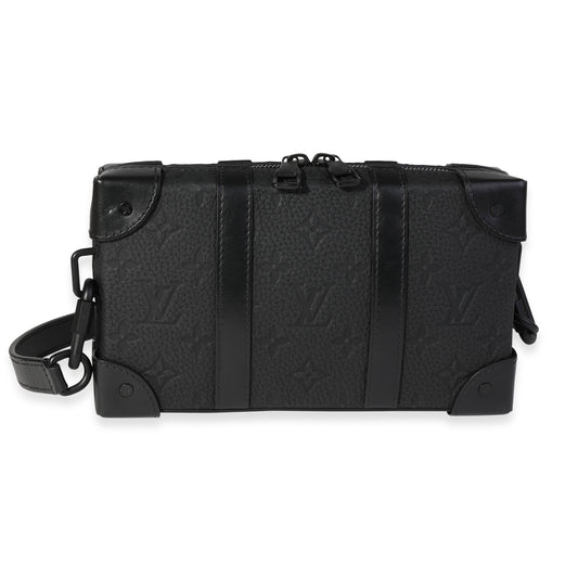 Louis Vuitton Embossed Taurillon Soft Trunk Monogram Leather Black Wallet Case