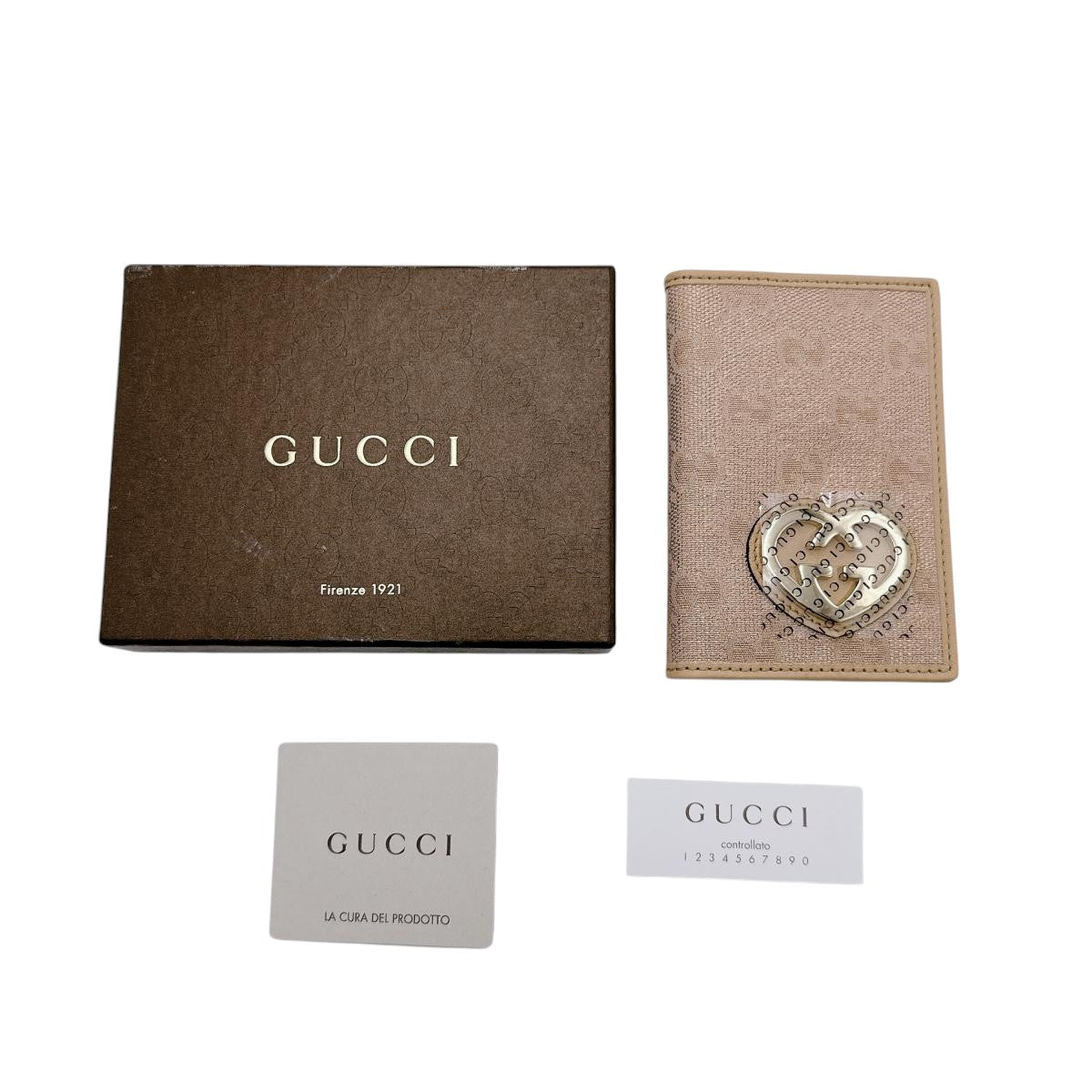 Gucci name holder name holder WG Canvas Beige Wallet Case