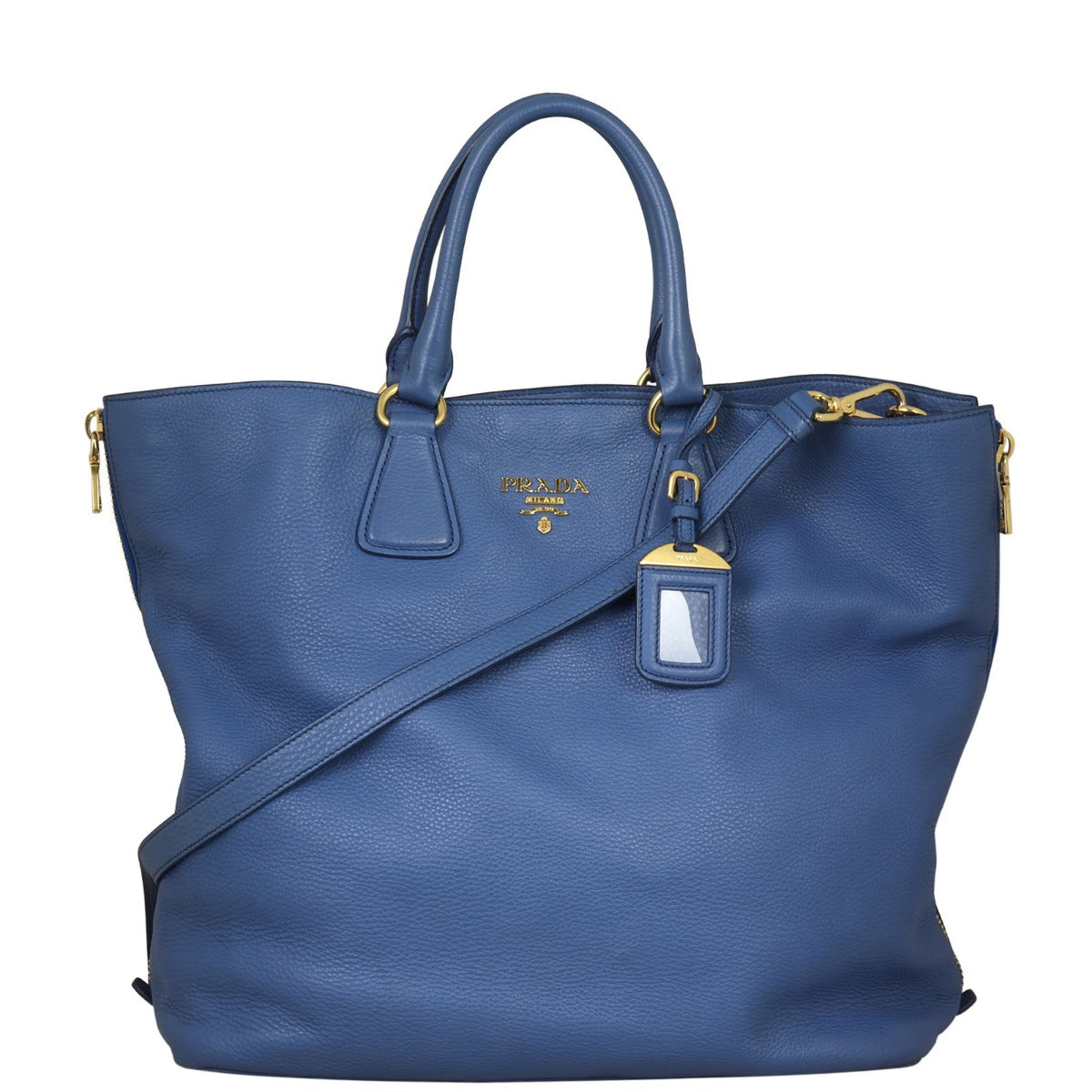 Prada Vitello Daino Expandable Shopper Tote Handbag Large Tote Bag
