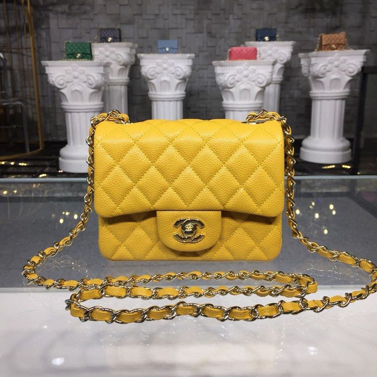 Chlmini Top Qualityap Bag Caviar Yellow For Crossbody Bag