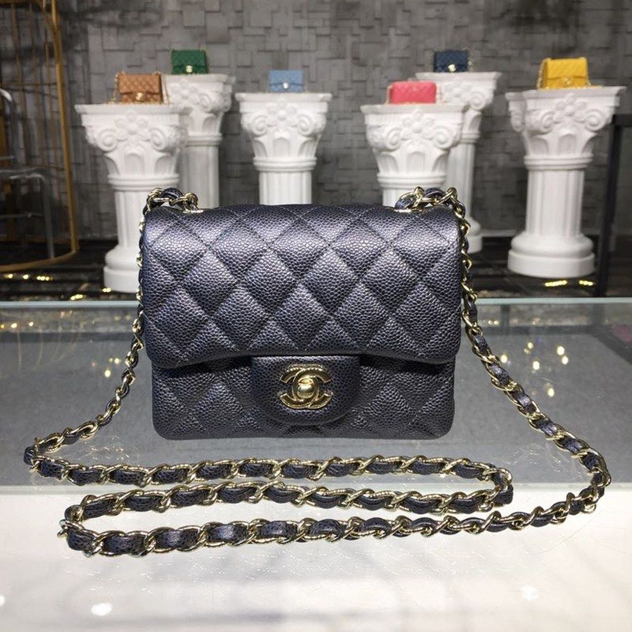CHLMini Caviar , ’s , Black Flap Crossbody Bag