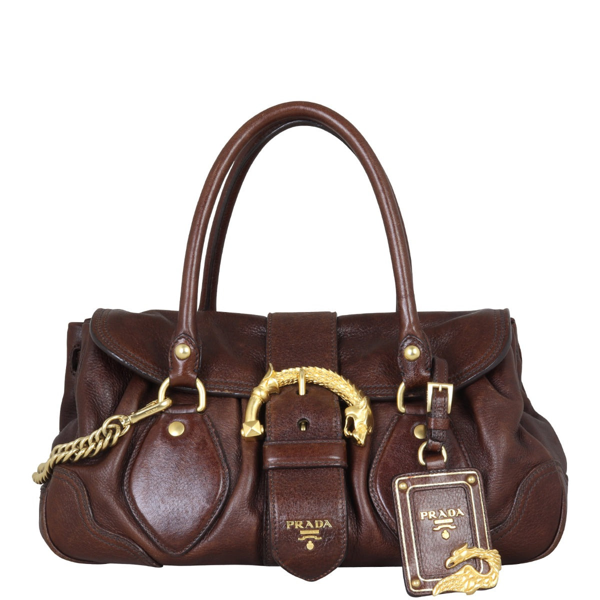 Prada Cervo Dragon Satchel Handbag Travel Bag