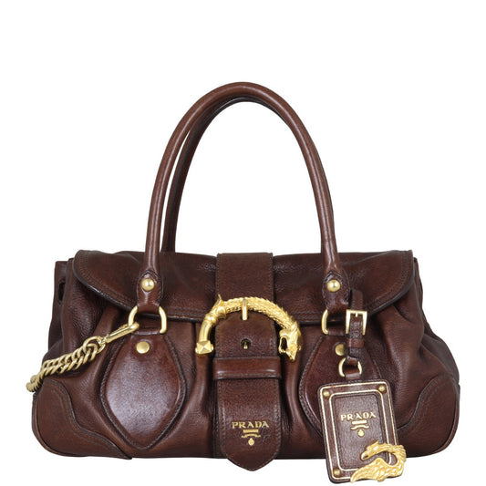 Prada Cervo Dragon Satchel Handbag Travel Bag