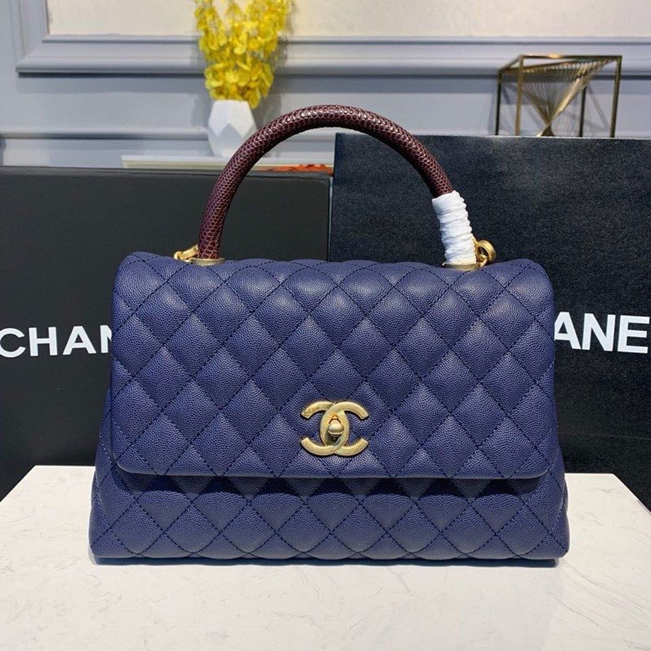 CHLLarge , ’s , 11in Blue Flap Top Handle Crossbody Bag