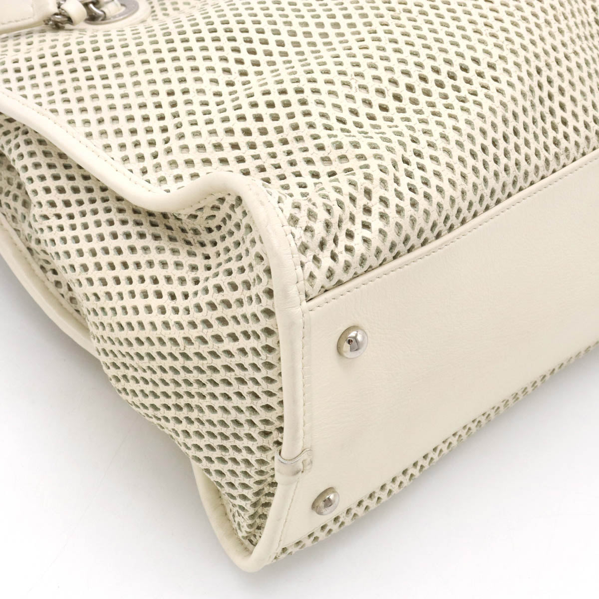 Chanel Leather Coco Mark Punching Mesh 2way Bag