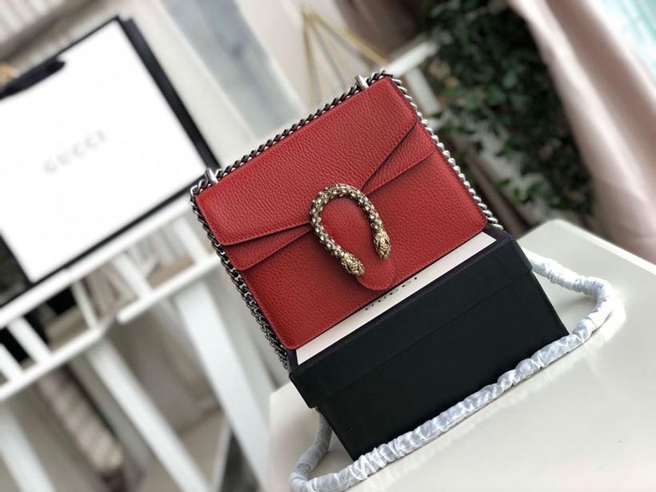 gg Dionysus Hibiscus Metal-Free Tanned Red Mini Bag