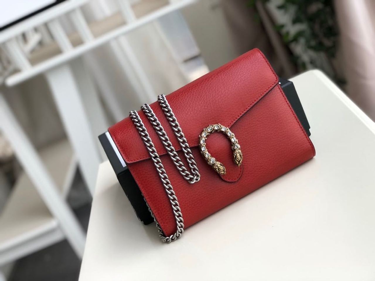 gg Dionysus Hibiscus Metal-Free Tanned Red Mini Chain Mini Bag Beaunoirrbeaunoirr Caogx