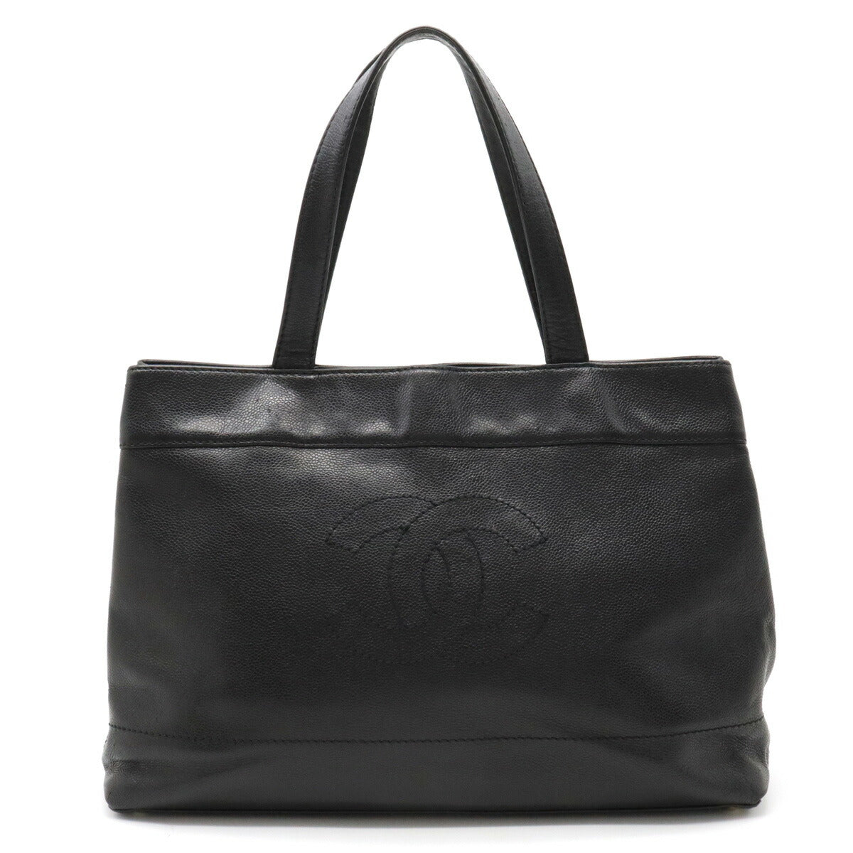 Caviar Skin Coco Mark 2way Tote Bag Black Signature