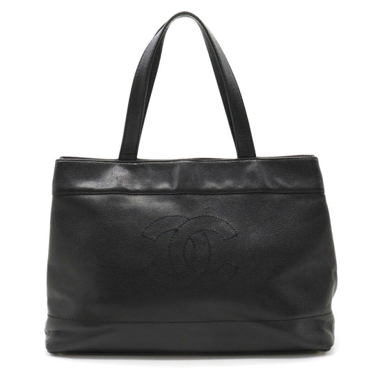 Caviar Skin Coco Mark 2way Tote Bag Black Signature