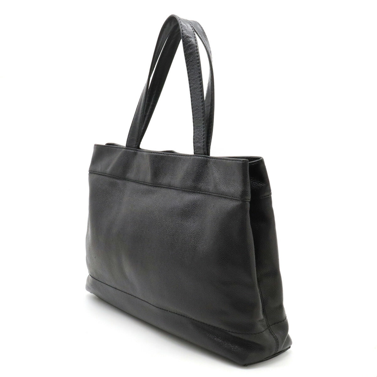 Caviar Skin Coco Mark 2way Tote Bag Black Signature