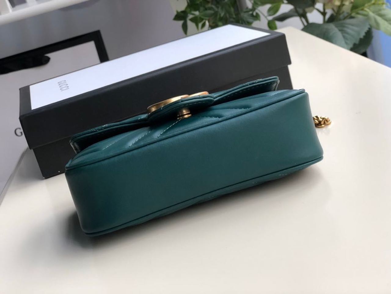 gg Marmont MatelassÃ© Super MatelassÃ© Green Mini Bag