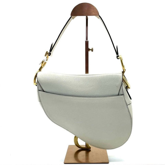 Dior Saddle Grained Handbag Leather White Travel Bag Leather Handbag