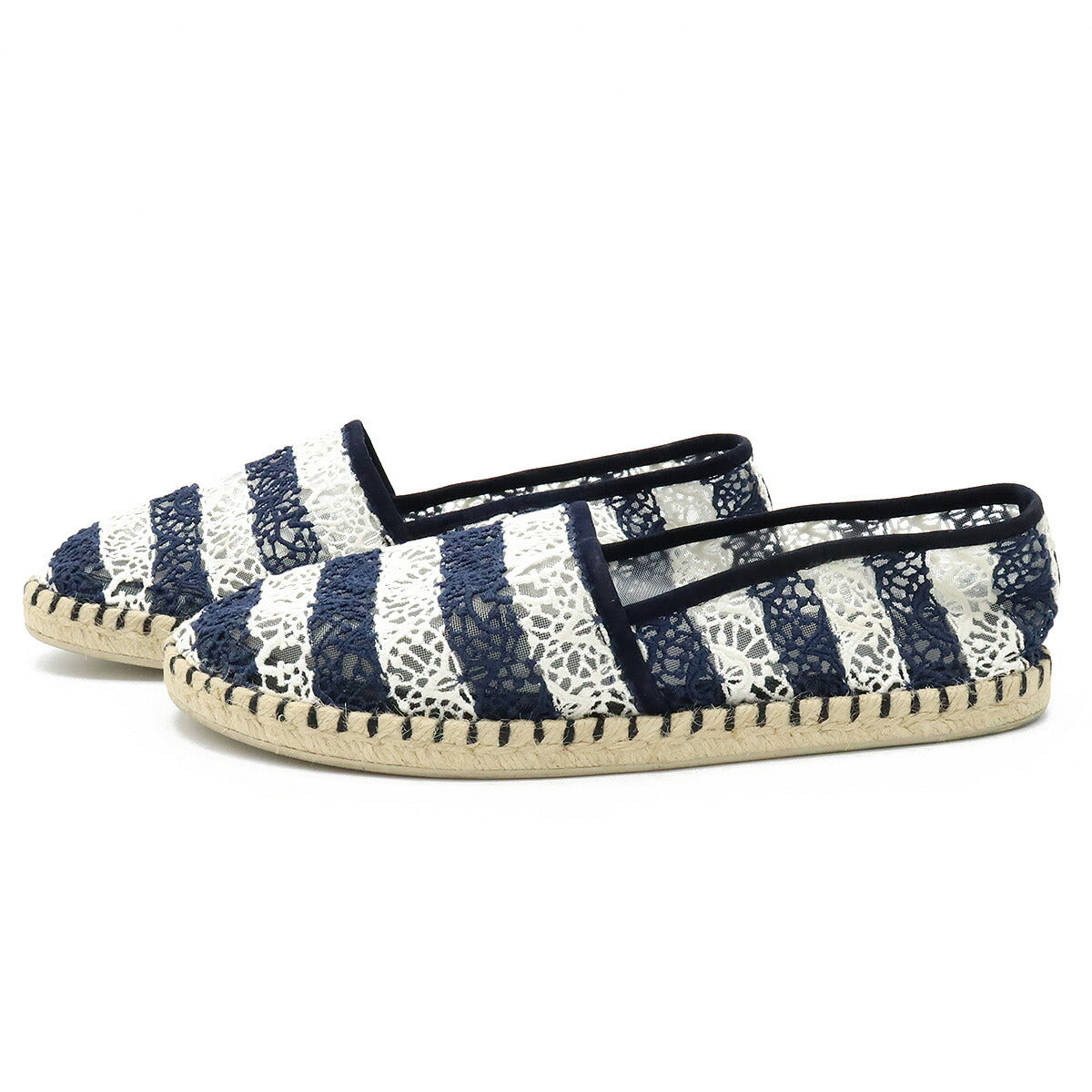 Chanel Lace Espadrille Flat Shoes Slip-on