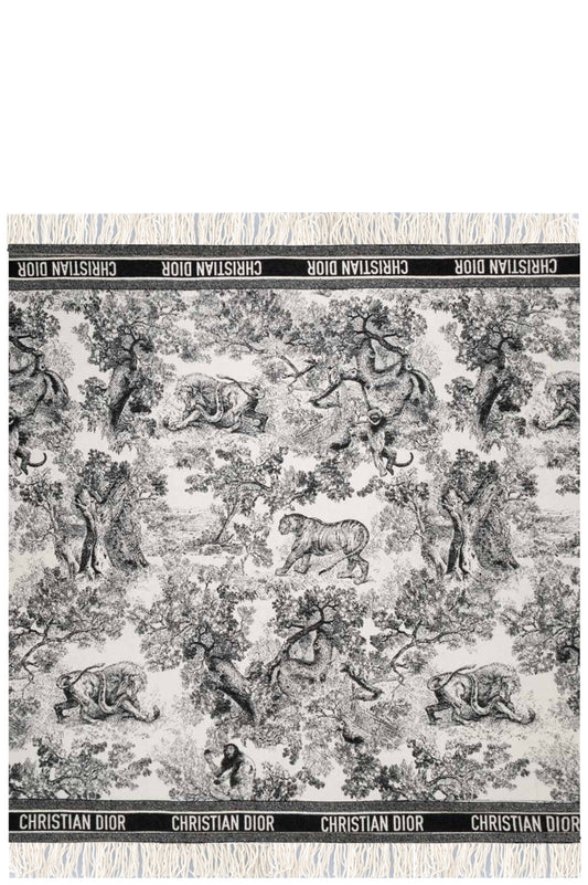 Dior Toile de Jouy Throw Blanket Wool & Black White Handbag