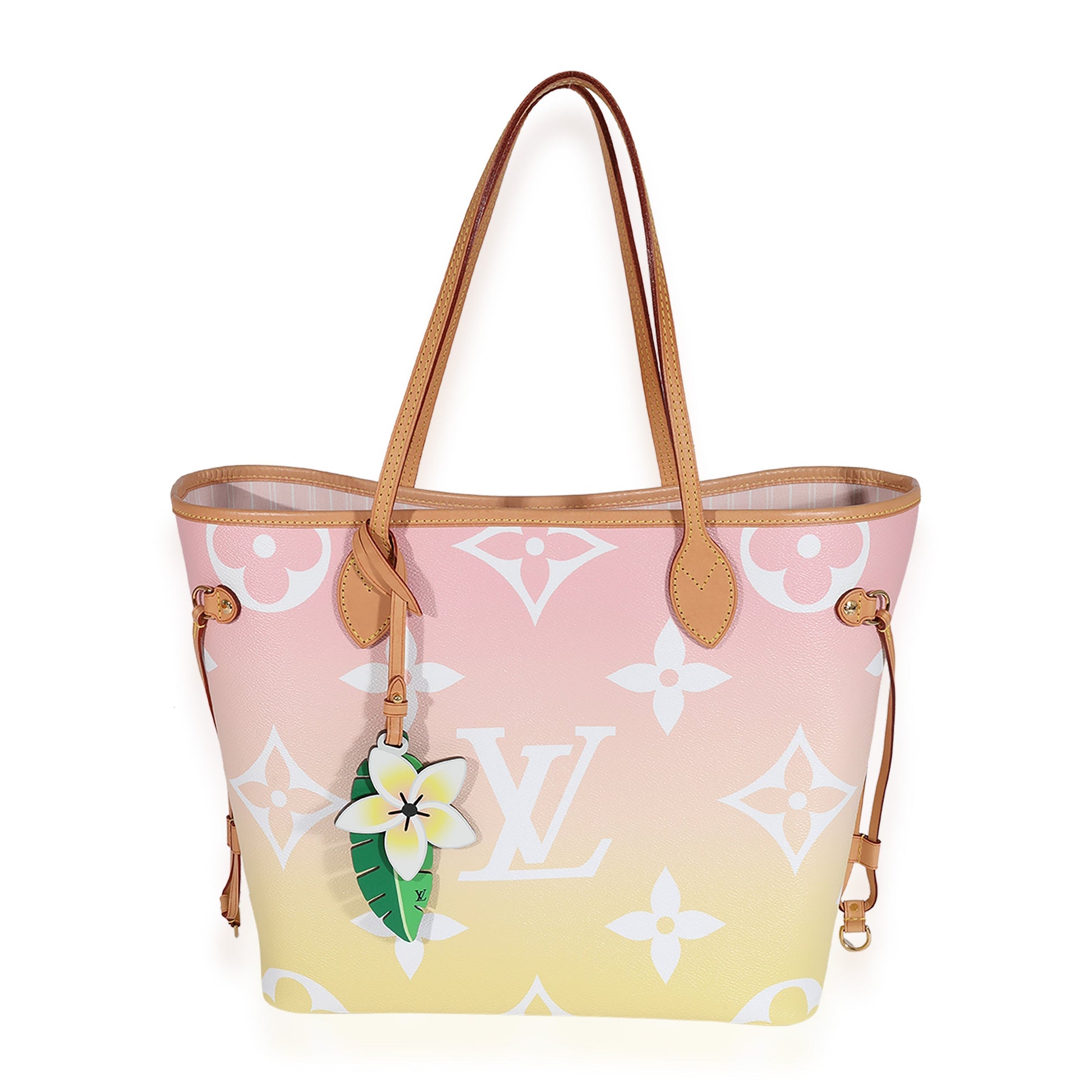 Louis Vuitton & Yellow Giant By Pool Monogram Pink Neverfull Tote Bag
