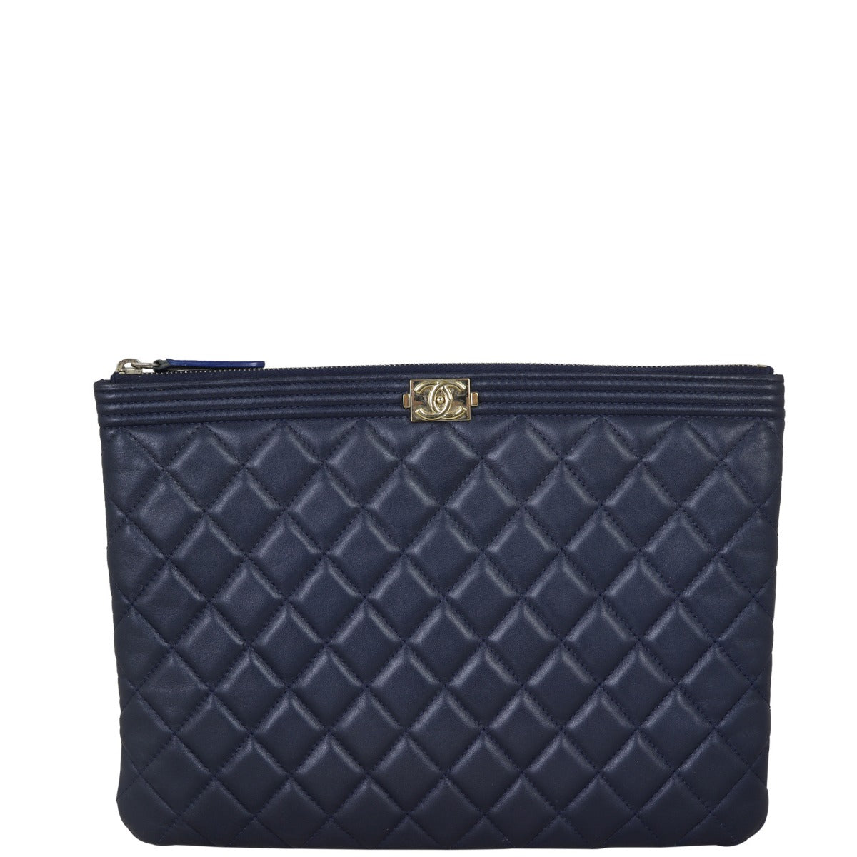 Chanel Boy O-Case Navy Handbag Blue