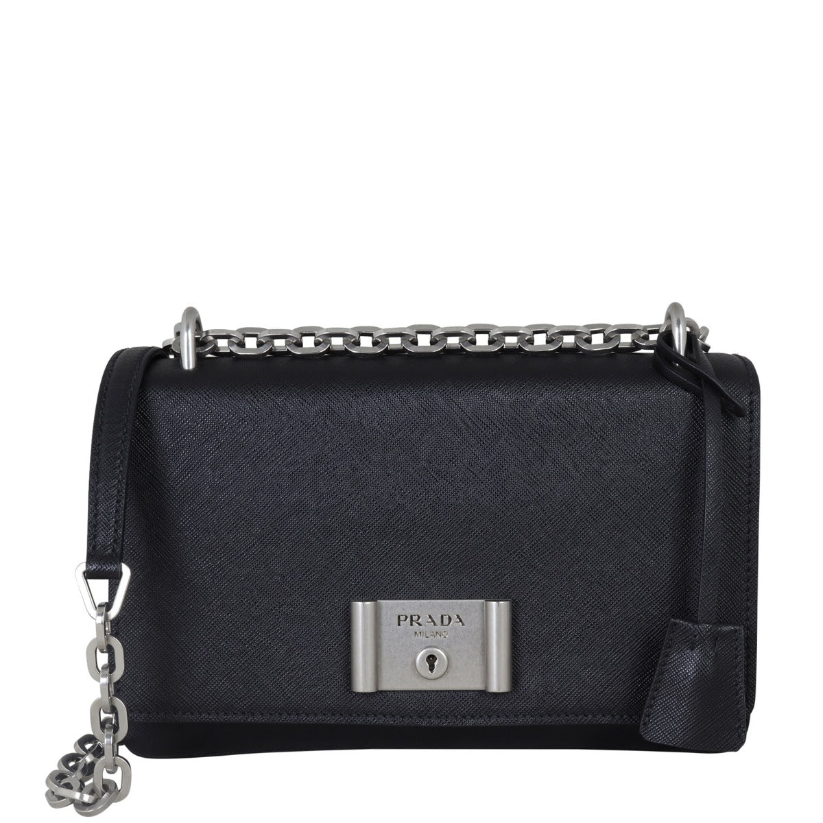 Prada Saffiano Lux Lock Bag Chain Flap Travel Bag