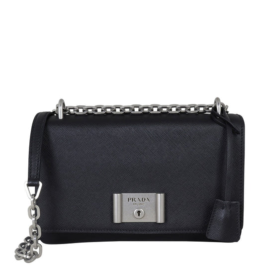 Prada Saffiano Lux Lock Bag Chain Flap Travel Bag