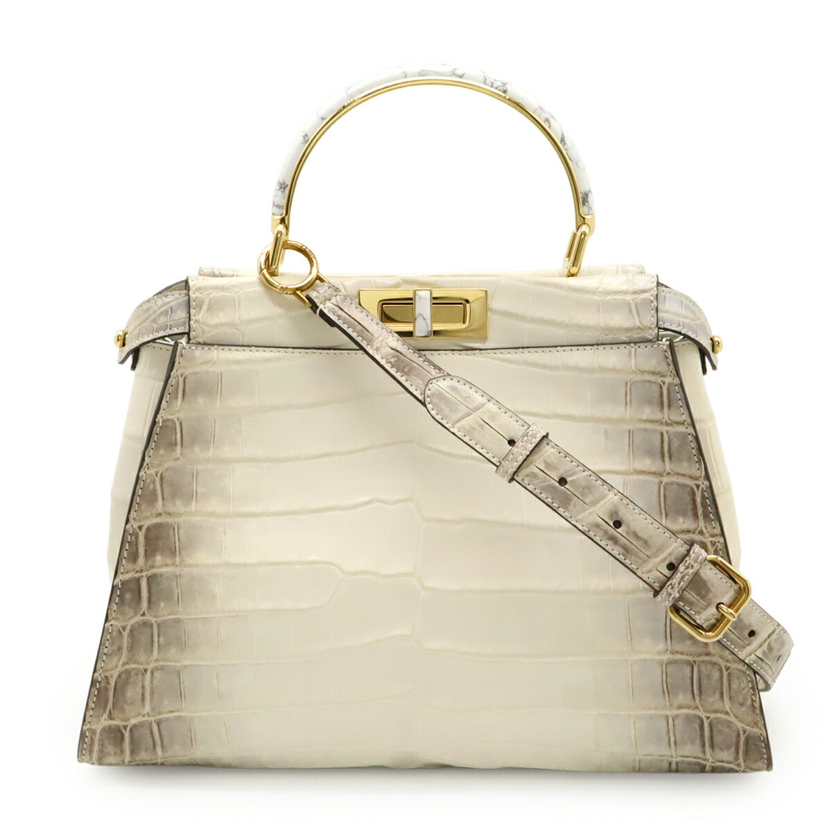 Fendi Peekaboo Iconic Crocodile 2Way Bag Travel Bag