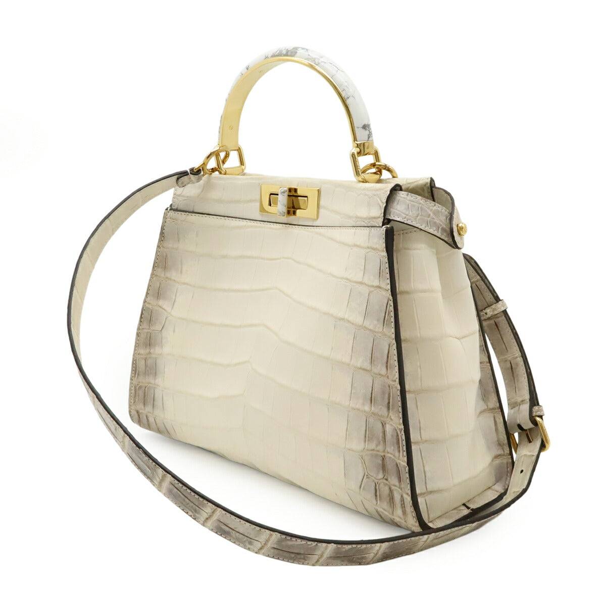 Fendi Peekaboo Iconic Crocodile 2Way Bag Travel Bag