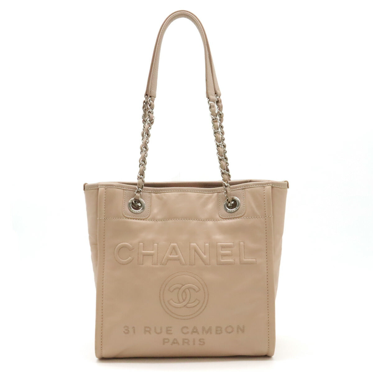 Chanel Calfskin Deauville 2way Bag Pink Beige