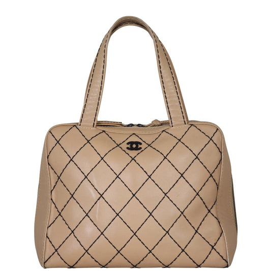 Chanel Wild Stitch Tote Matte Hardware Black Brown Tote Bag