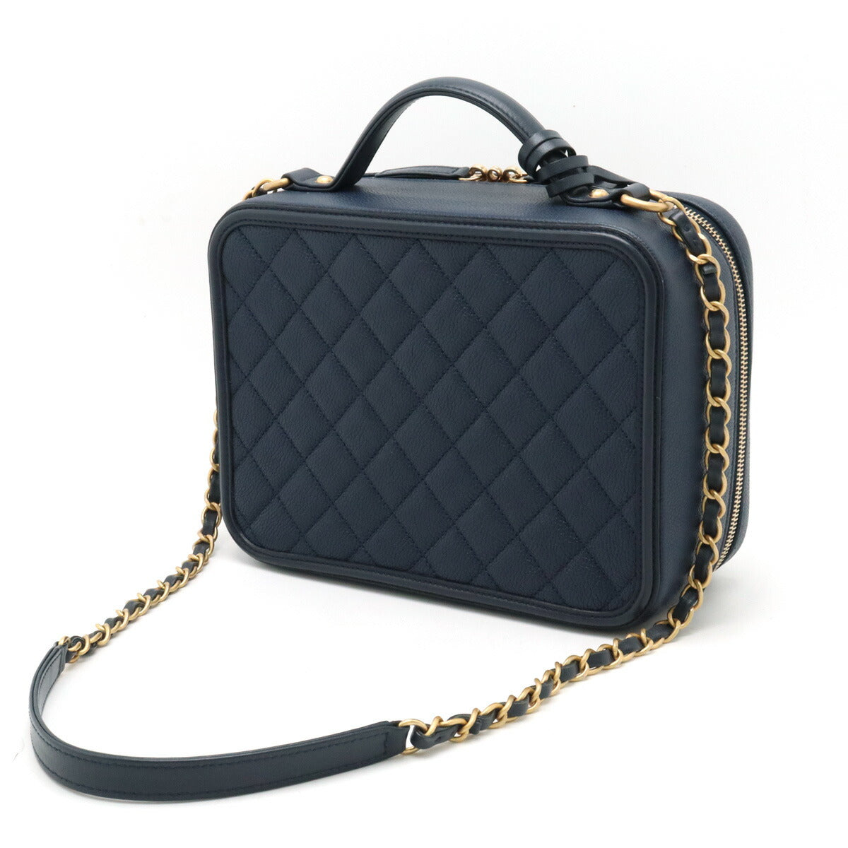 Chanel Caviar Skin CC Filigree Vanity Case 2way Bag