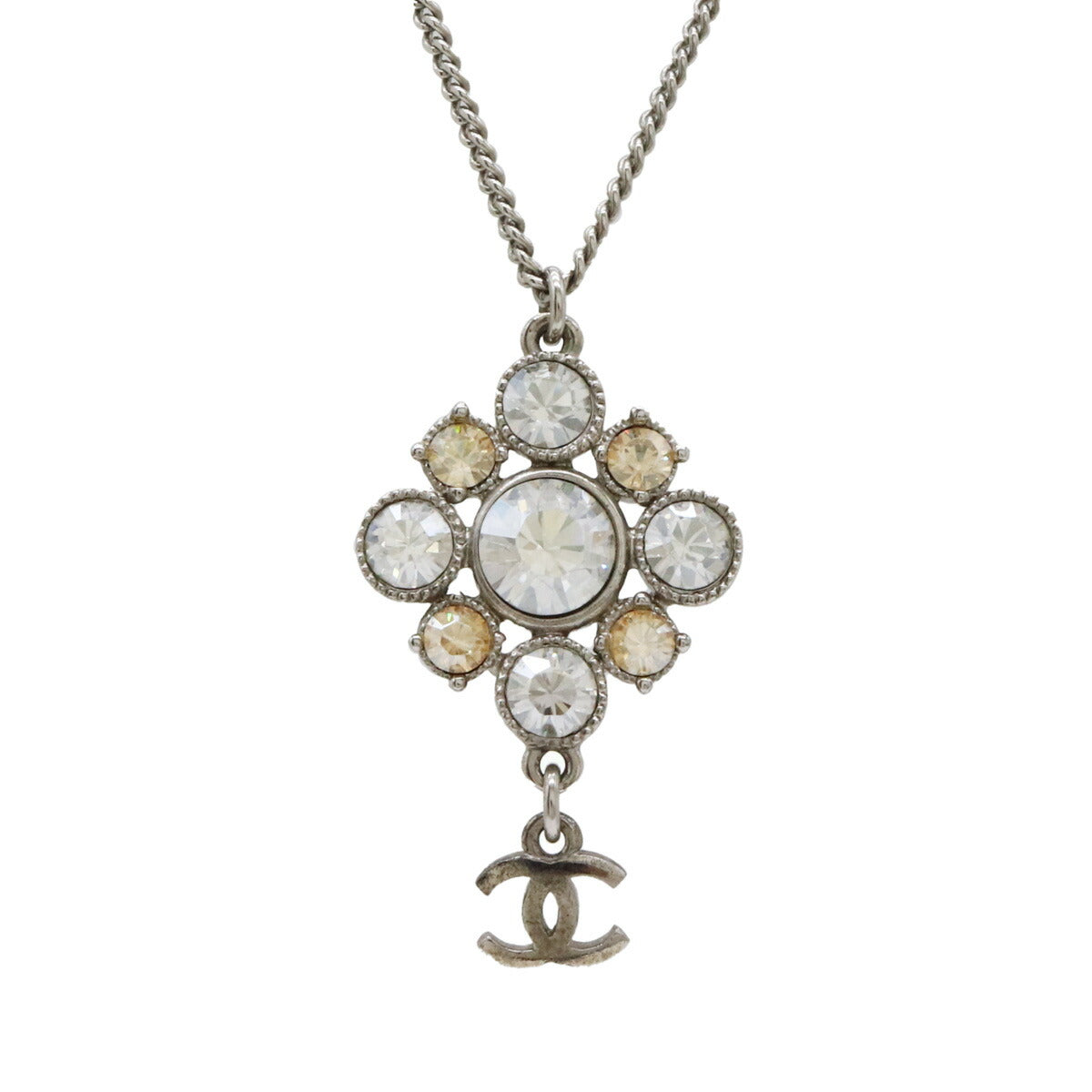 Metal Coco Mark Necklace Pendant Rhinestone