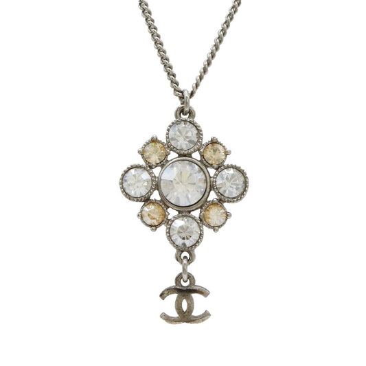 Metal Coco Mark Necklace Pendant Rhinestone