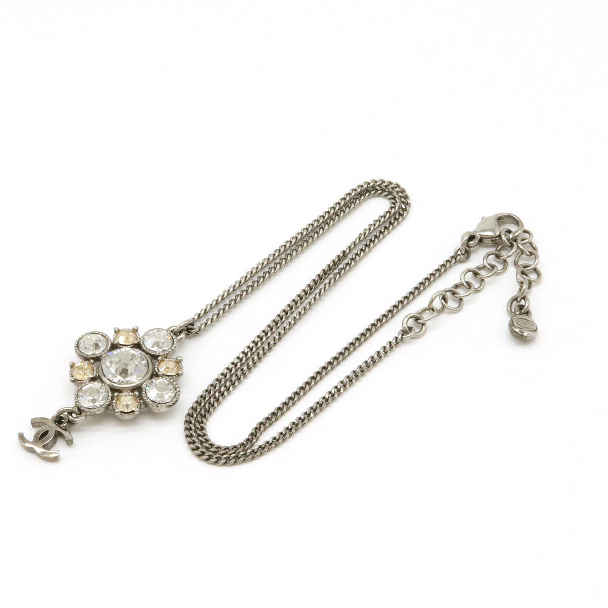 Metal Coco Mark Necklace Pendant Rhinestone