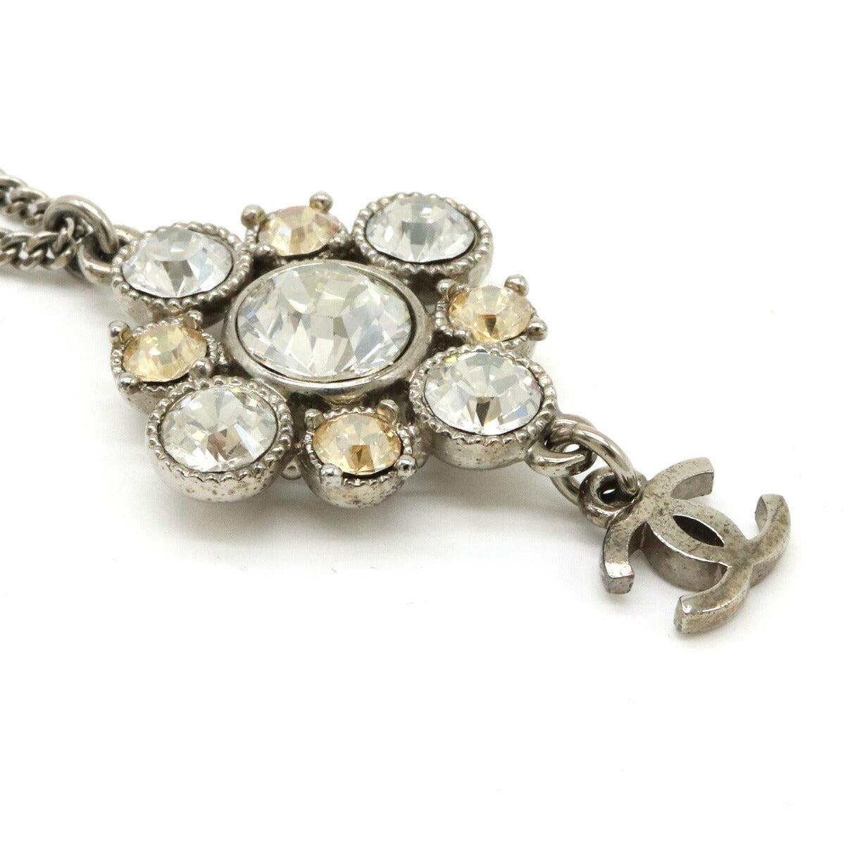 Metal Coco Mark Necklace Pendant Rhinestone