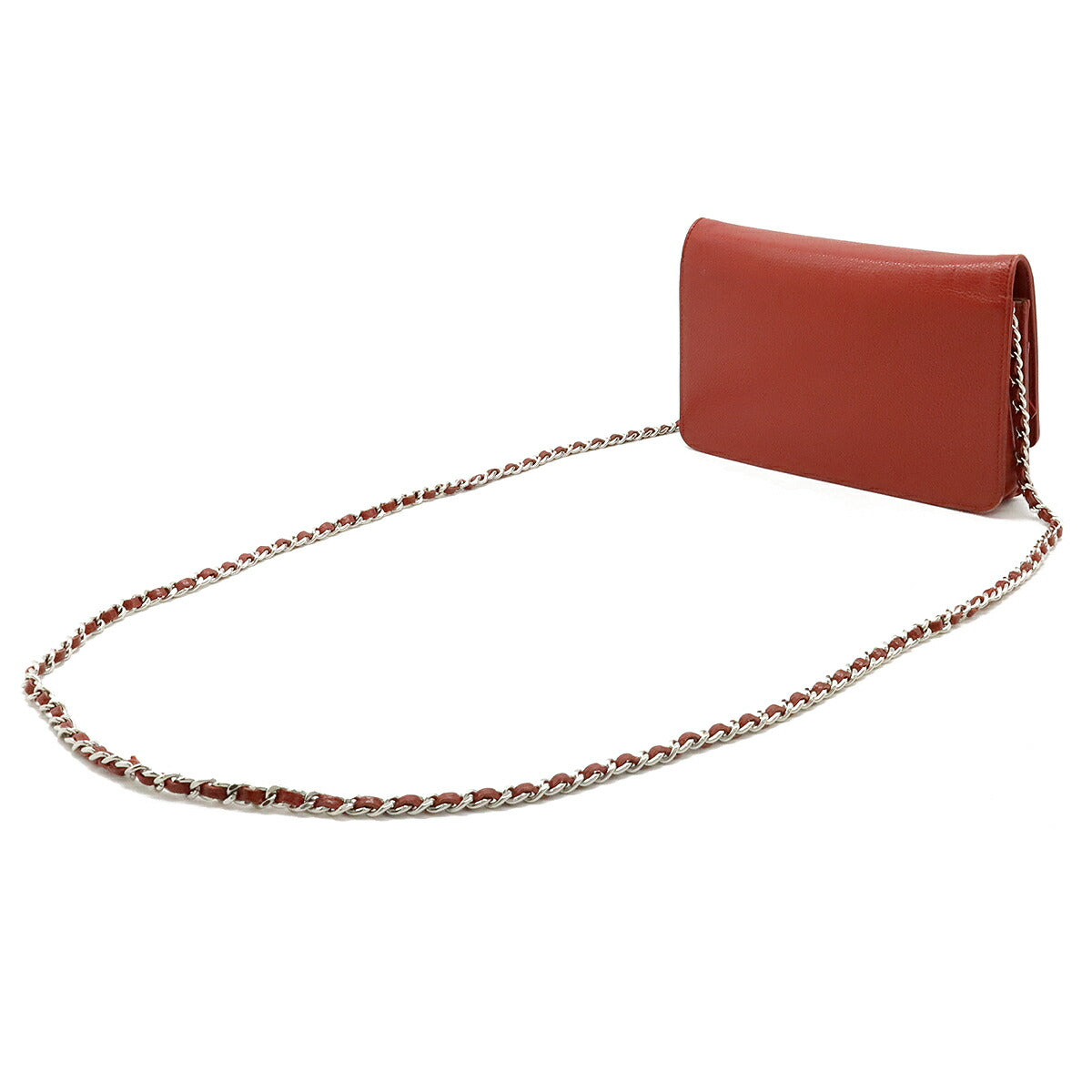 Coco Mark Caviar Chain Wallet Shoulder Bag Red