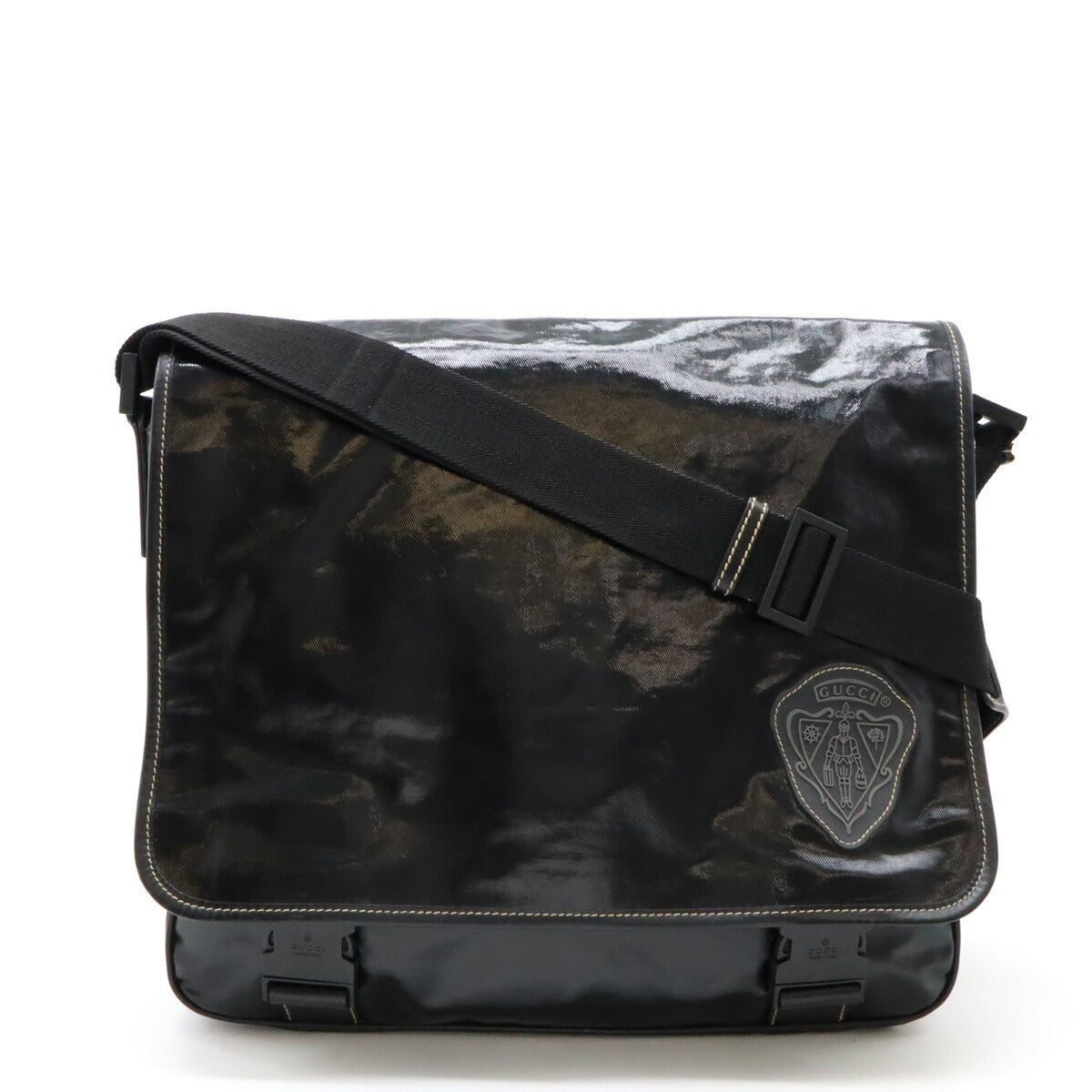 Gucci Coated Crest Emblem Shoulder Bag Canvas
