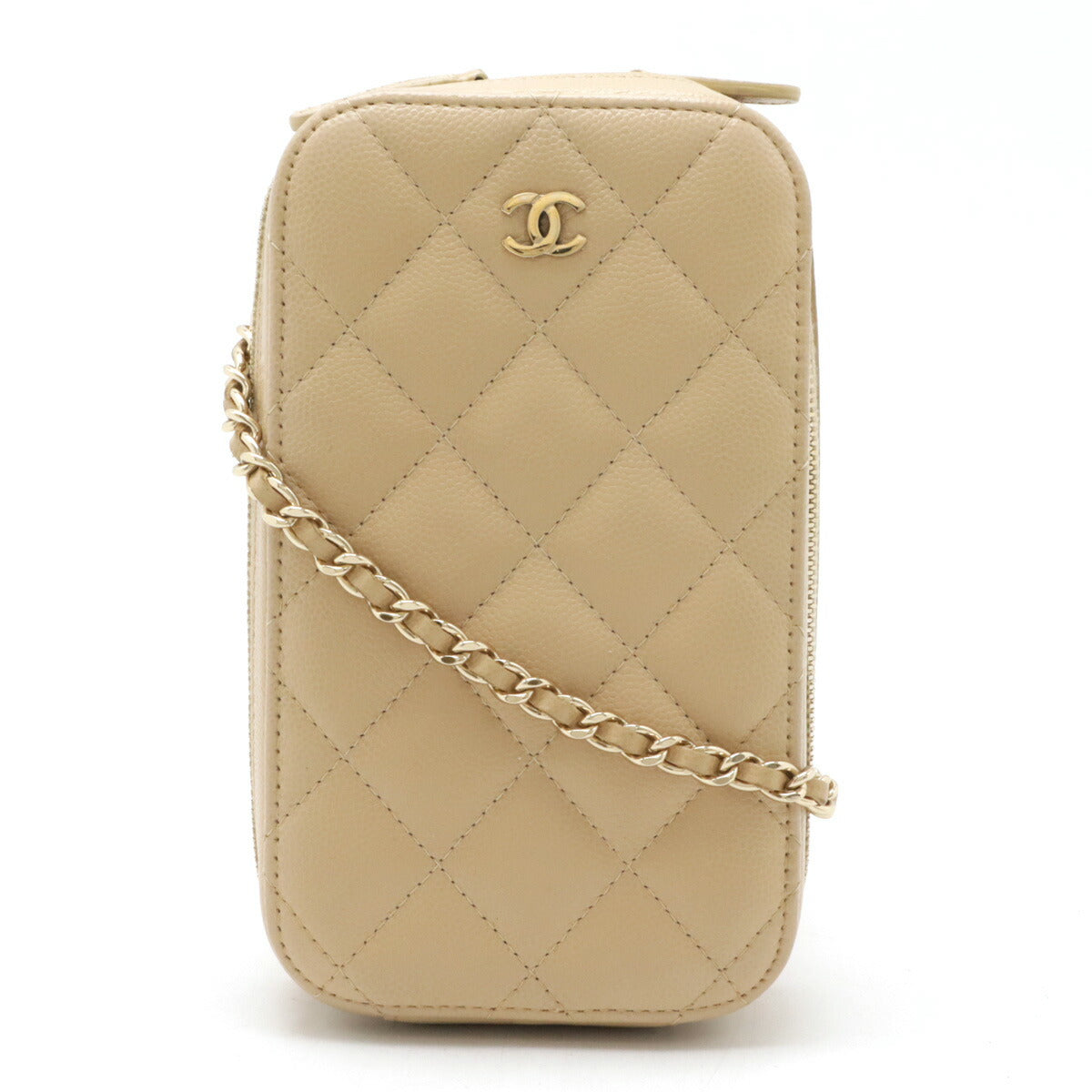 Chanel Caviar Skin Matelasse Coco Mark Phone Shoulder Bag