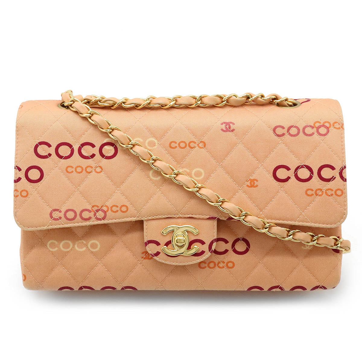 Chanel Canvas/Leather COCO Print Matelasse 25 Double Chain Shoulder Bag