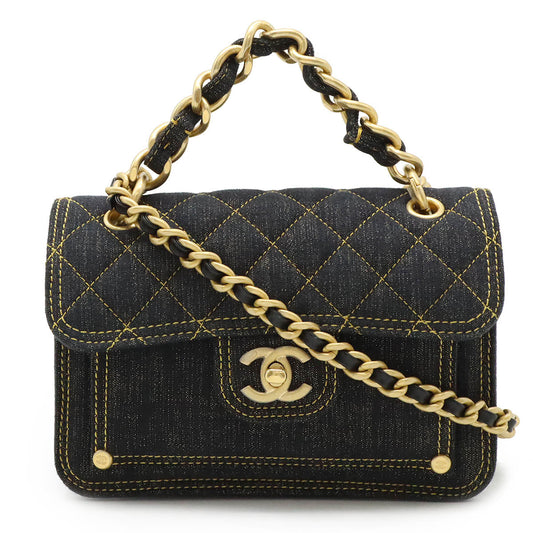 Chanel Denim Matelasse Coco Mark 2way Shoulder Bag
