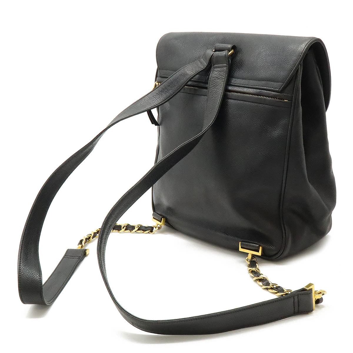 Chanel Caviar Skin Coco Ball Coco Mark Drawstring Backpack Leather Black