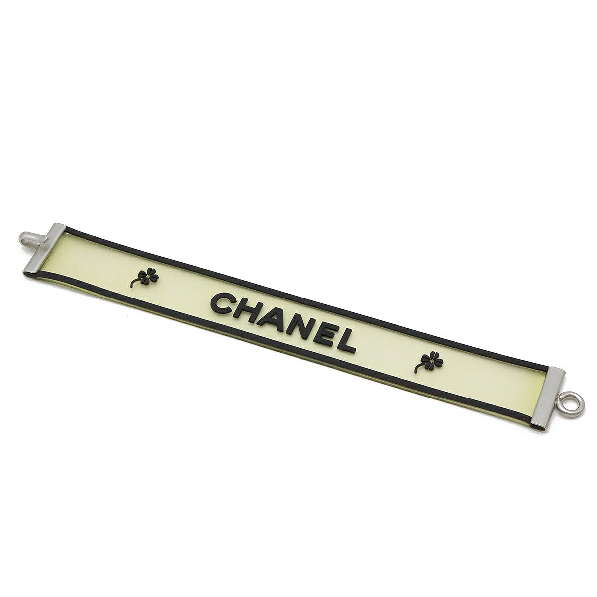 Chanel Rubber Logo Bracelet Black/Clear Silver Hardware