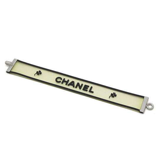 Chanel Rubber Logo Bracelet Black/Clear Silver Hardware