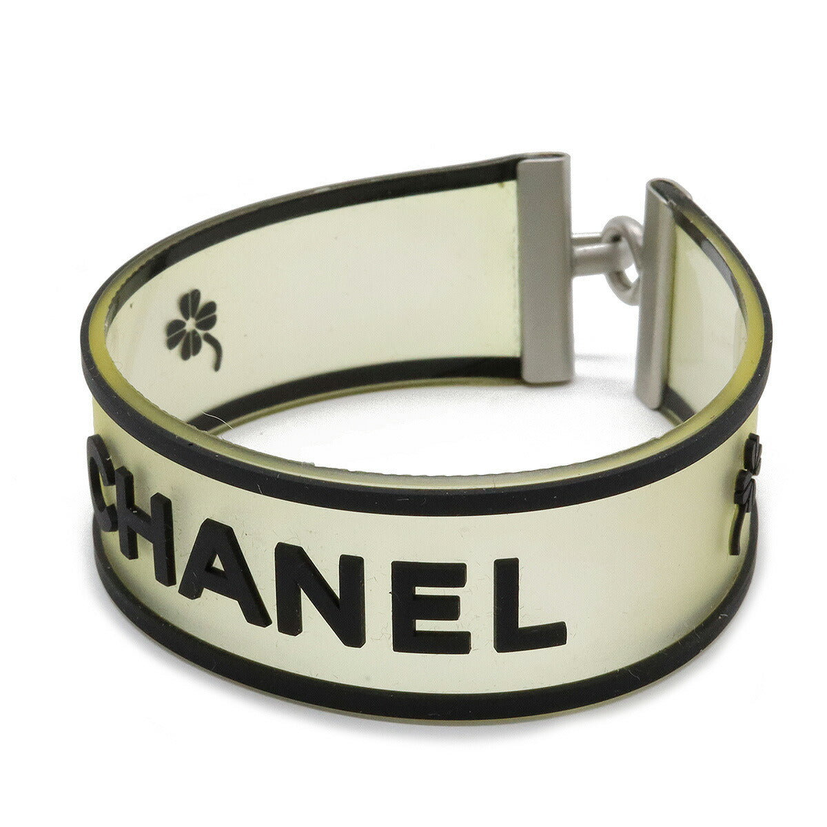 Chanel Rubber Logo Bracelet Black/Clear Silver Hardware