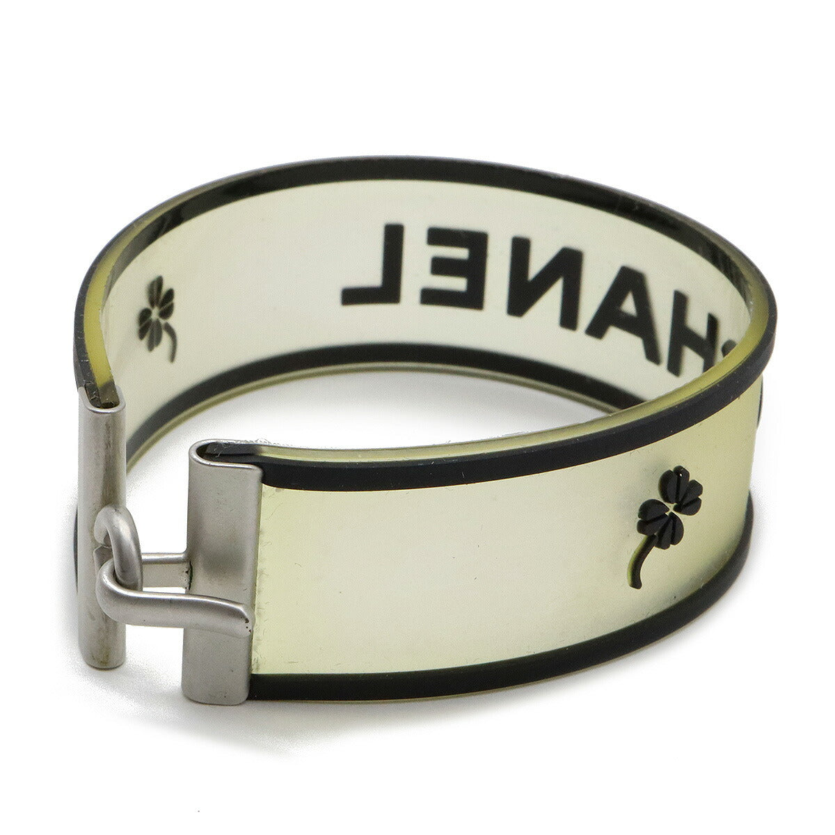 Chanel Rubber Logo Bracelet Black/Clear Silver Hardware